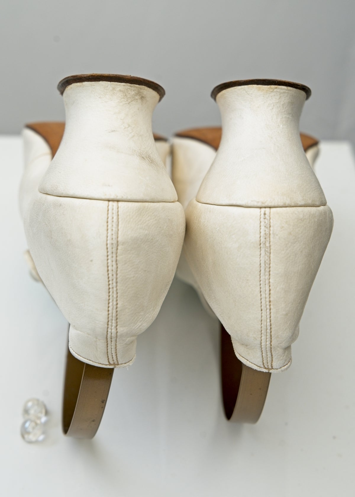 Antique Victorian White Kid Leather Mary Jane Bridal Shoes