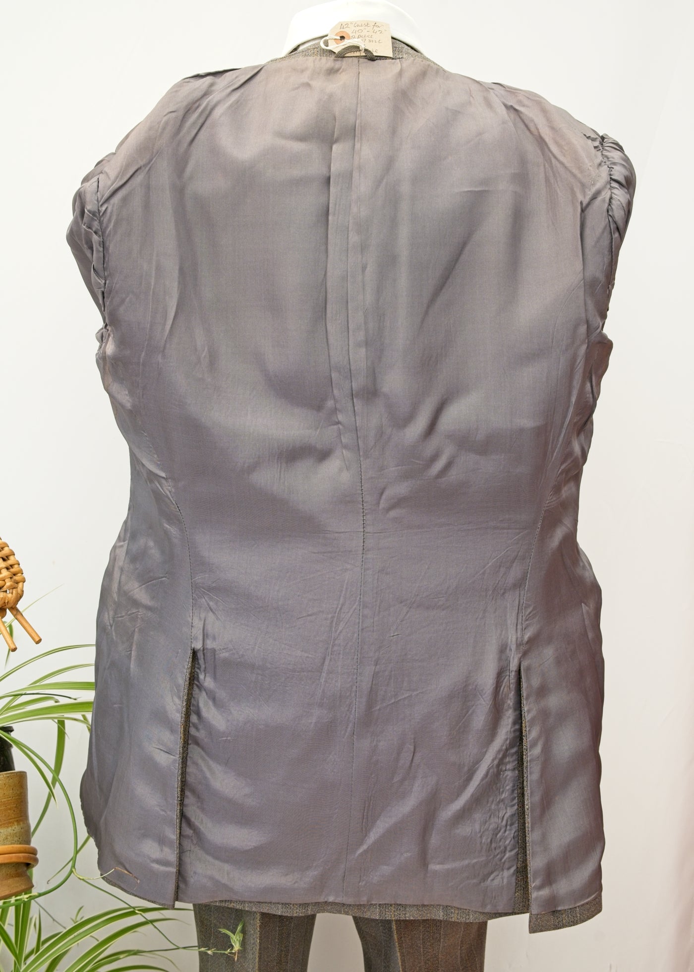 Vintage 70s 2 Piece Kilmaine Grey Check Wool Suit • 44"