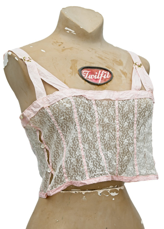 antique flapper lace and ribbon bralette chemise lace brassiere