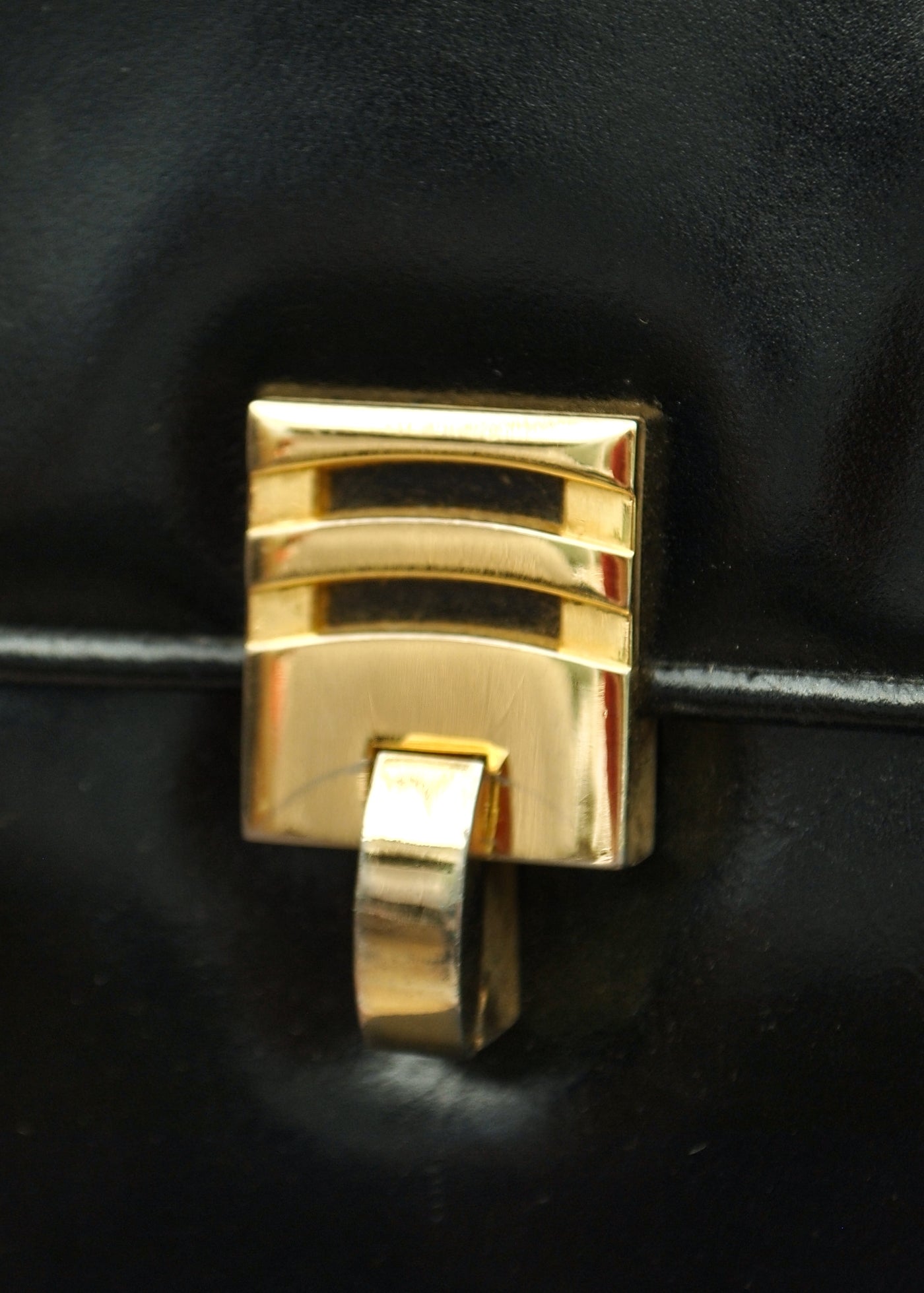 Vintage 80s Large Black Leather Handbag • Briefcase