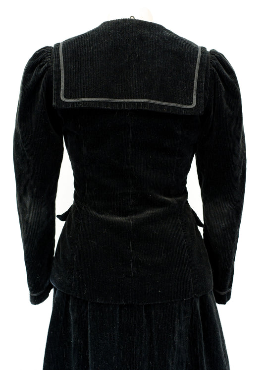 Vintage Laura Ashley Black Needle Cord Sailor Jacket • Victoriana