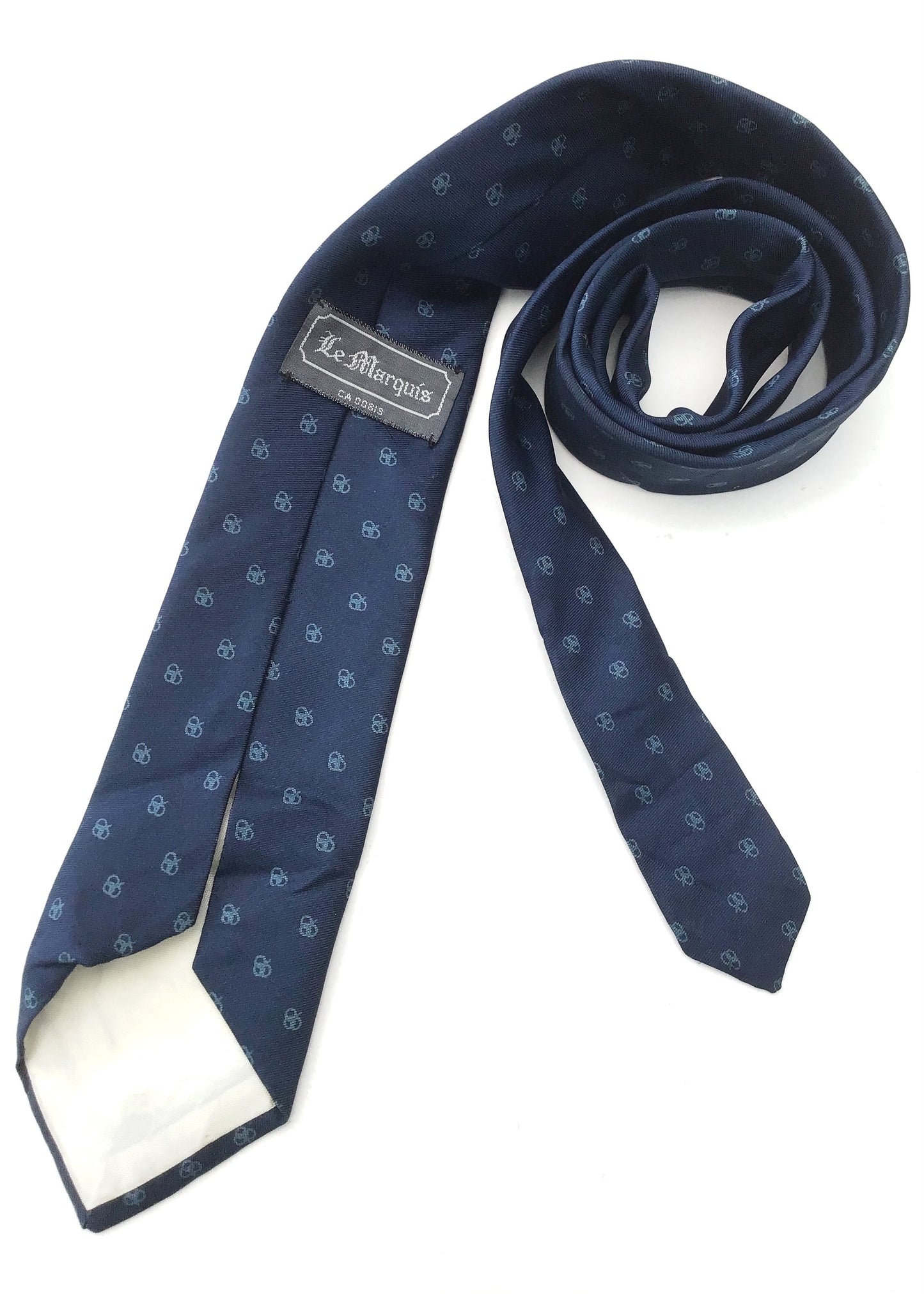 Vintage 80s Blue Pattern Neck Tie • Les Marquis