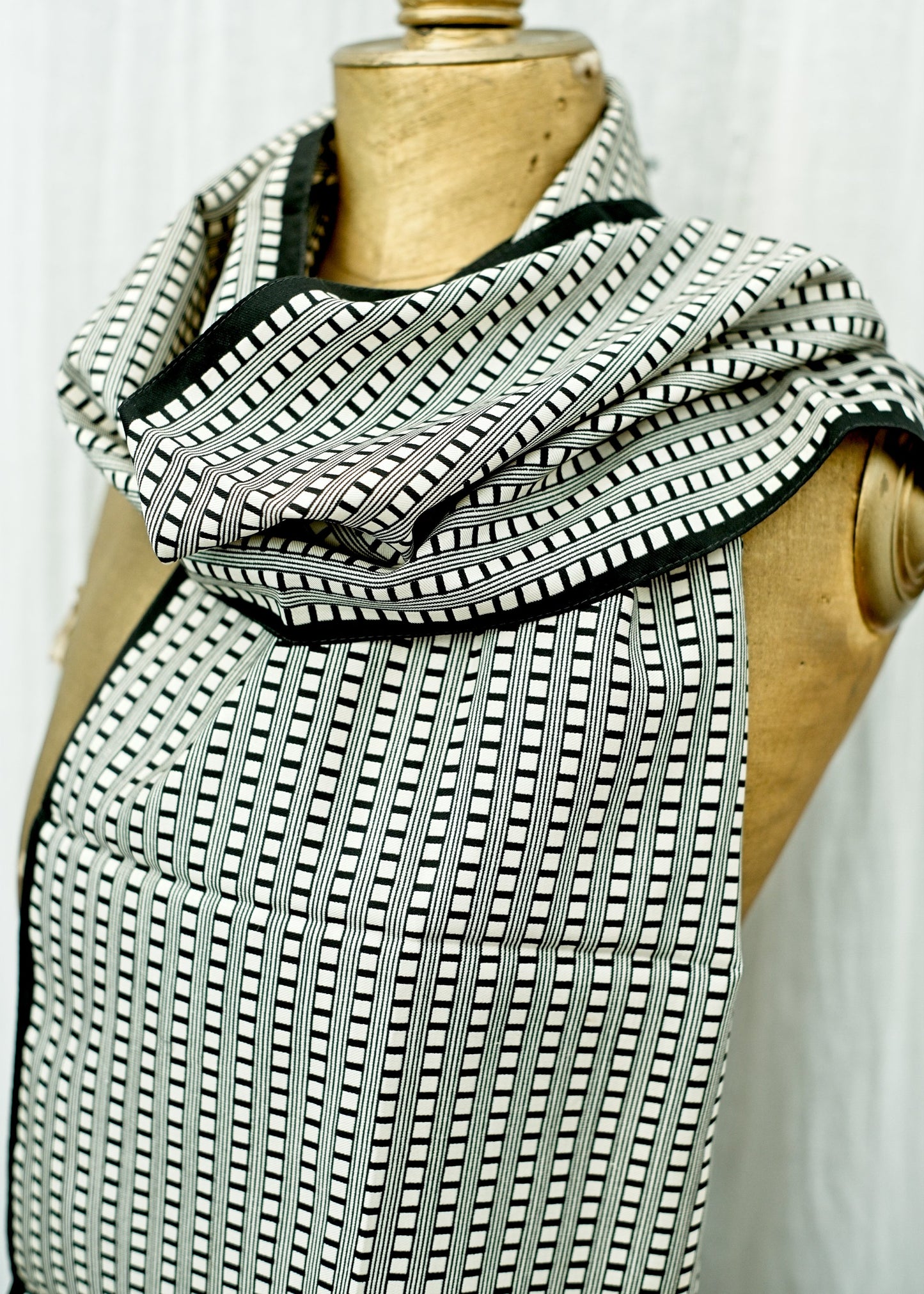 Vintage 70s Long Black and White Scarf • St Michael