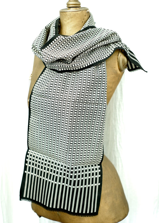 Vintage 70s Long Black and White Scarf • St Michael