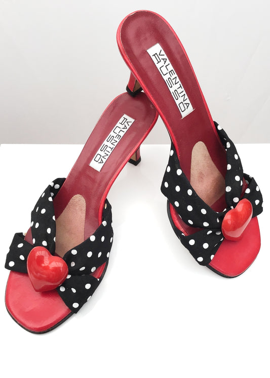 Preloved Valentina Russo Love Heart Mules Shoes • Rockabilly • size 8