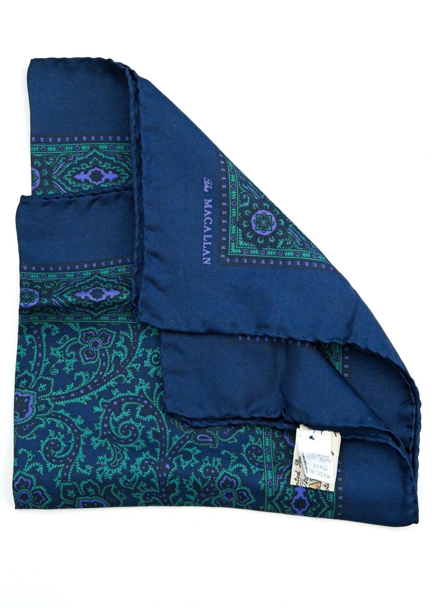 Blue & Green Silk Pocket Square • Macallan Whiskey
