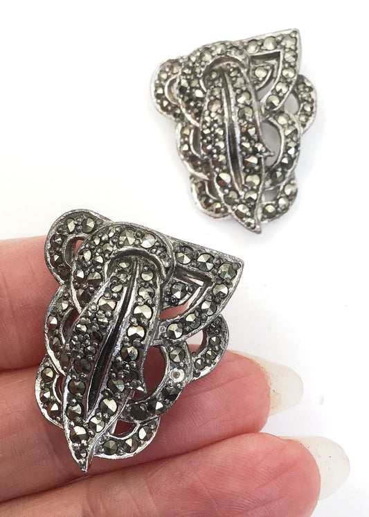 A gorgeous pair of 1920s/30s Art Deco marcasite dress or shoe clips