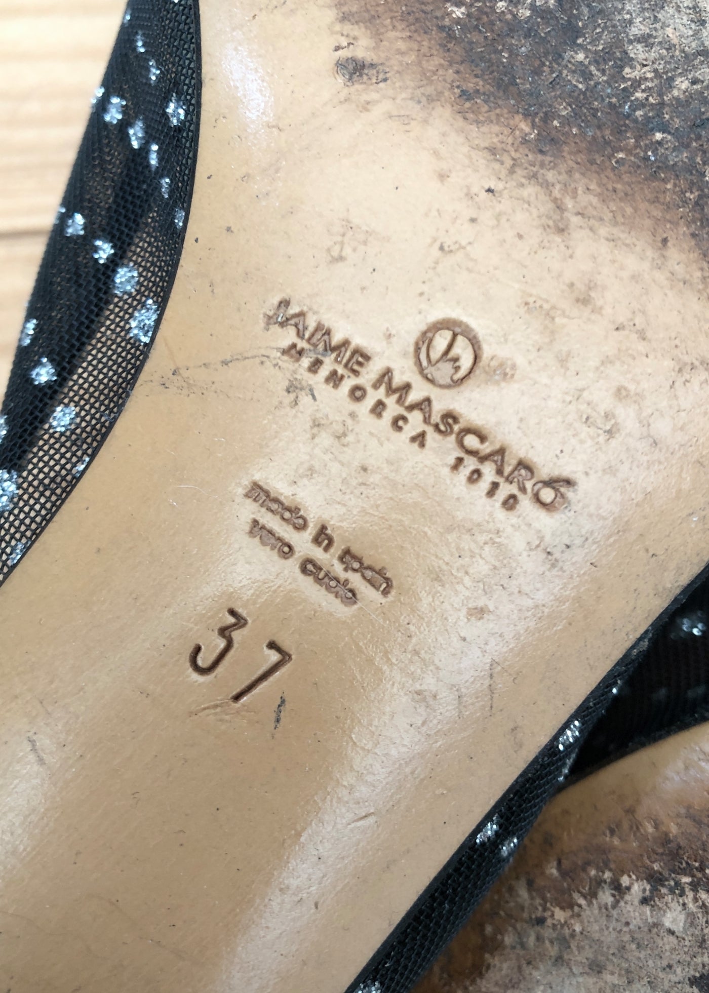 Jaime Mascaró Black Mesh Kitten Heel Pumps Silver Polka Dots • Size 37