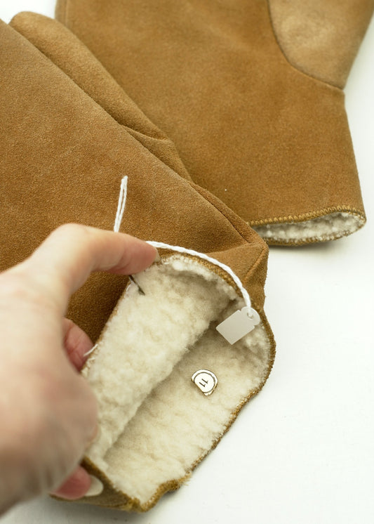 Mens' Thick Suede Sheepskin Lined Leather Workwear Gloves