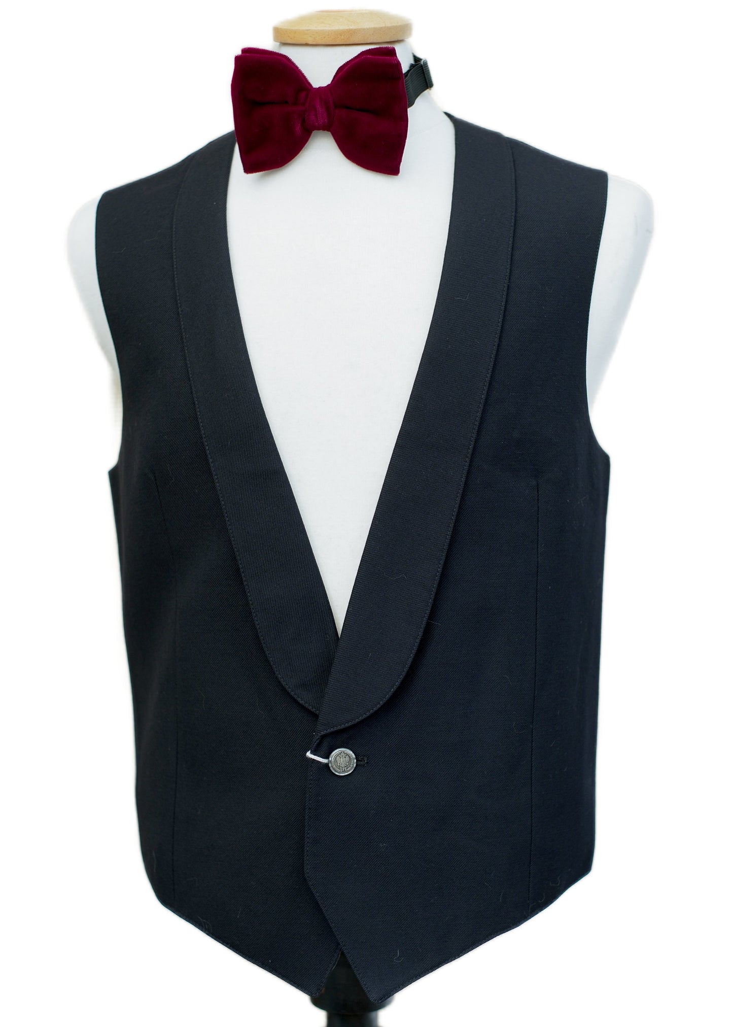 Midnight Blue Shawl Collar Wool Waistcoat • Austrian Quarter Florin 1859