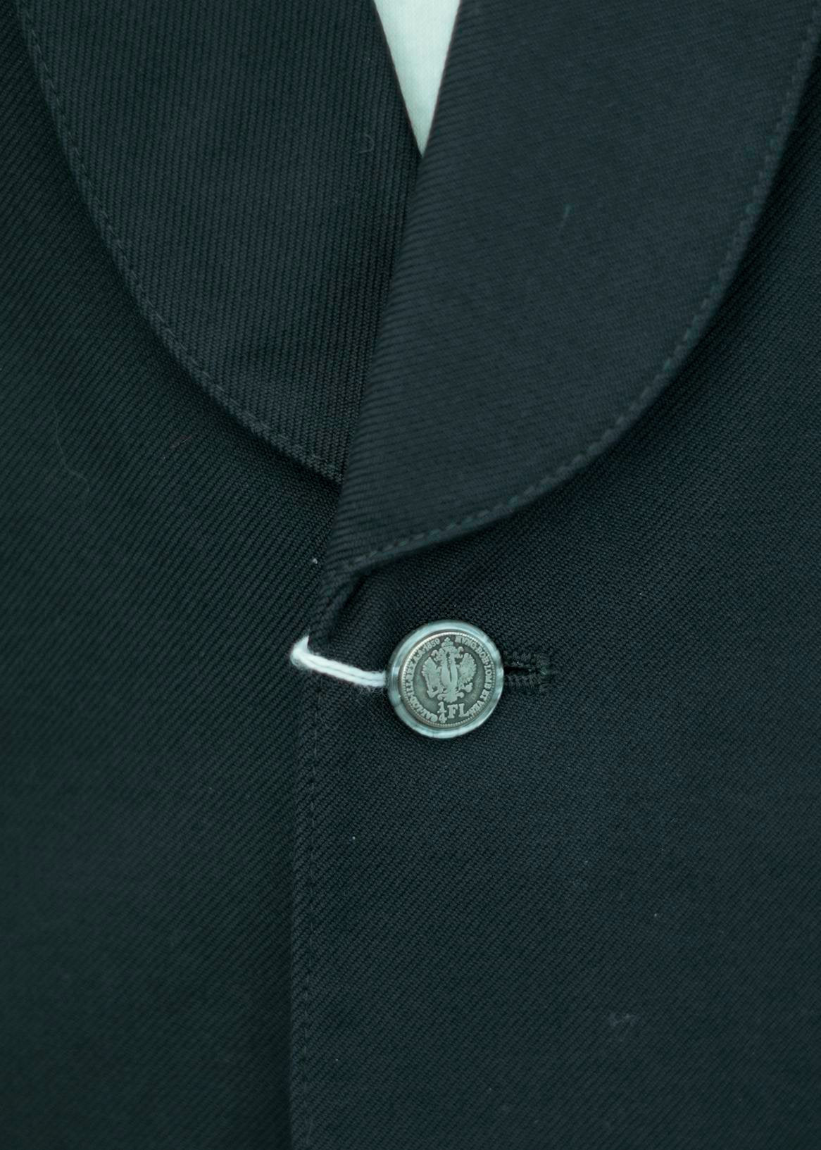 Midnight Blue Shawl Collar Wool Waistcoat • Austrian Quarter Florin 1859