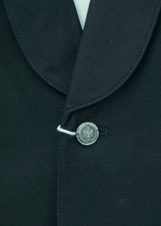 Midnight Blue Shawl Collar Wool Waistcoat • Austrian Quarter Florin 1859
