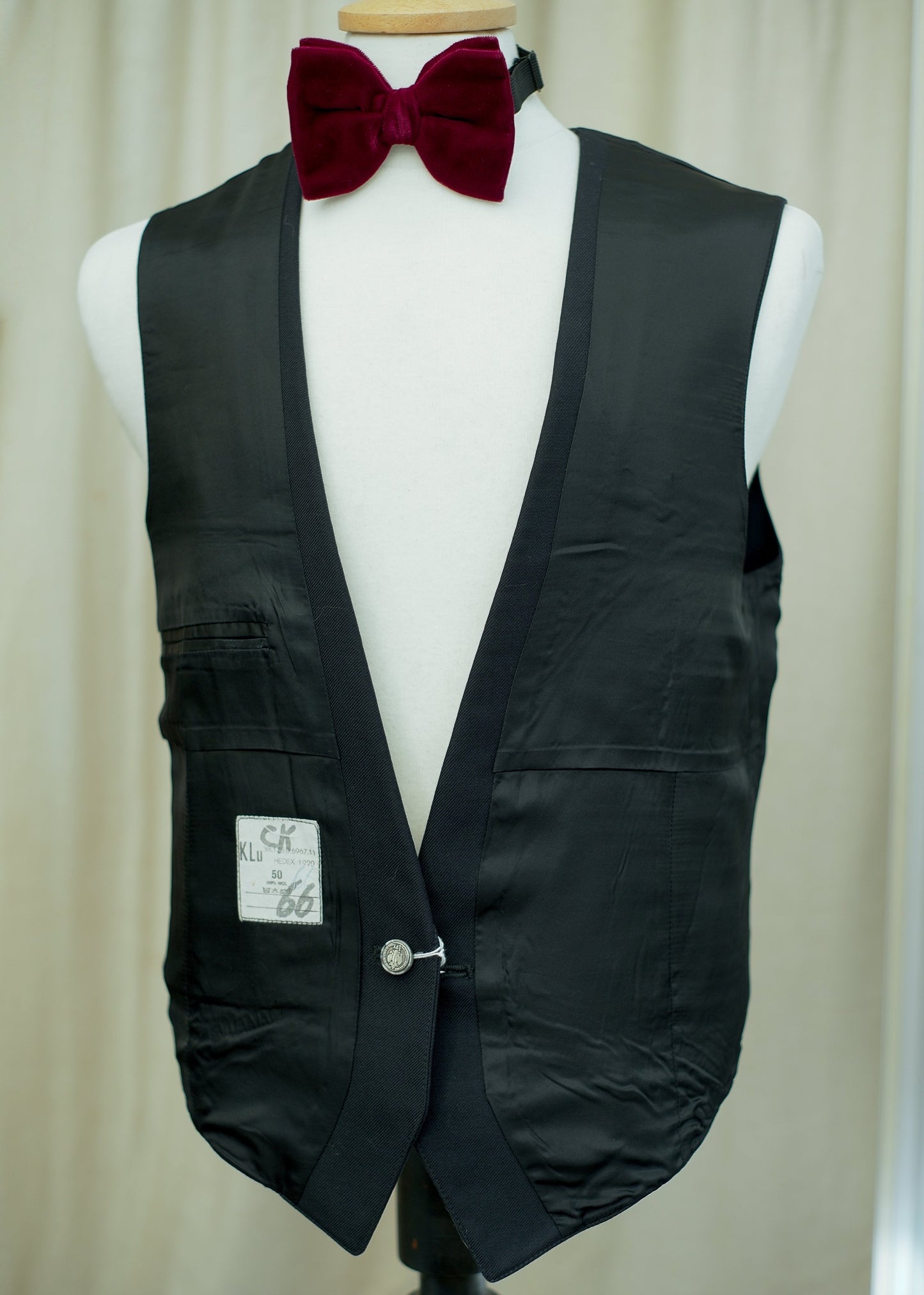 Midnight Blue Shawl Collar Wool Waistcoat • Austrian Quarter Florin 1859