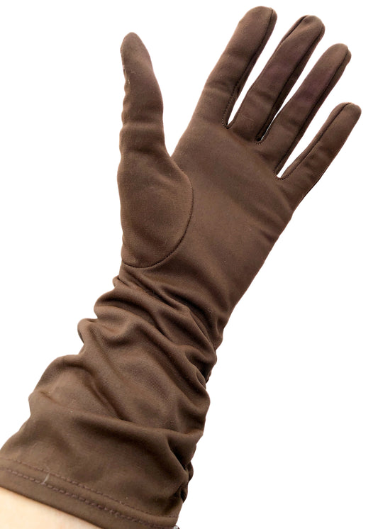 1950s Vintage Mid Length Brown Day Gloves • 3" Finger