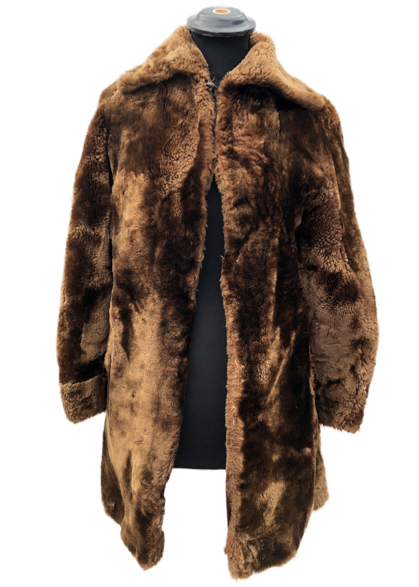 Vintage 50s Mouton Teddy Bear Winter Swing Coat • Beaver Lamb Sheepskin