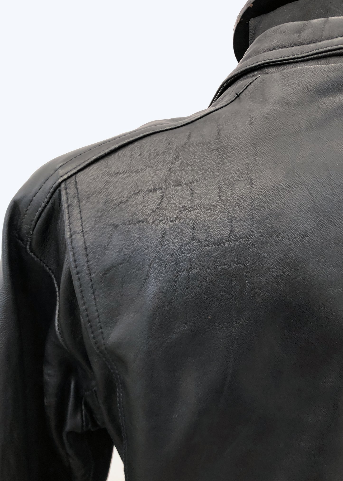 Women's Vintage 80s Longline Black Leather Biker Jacket