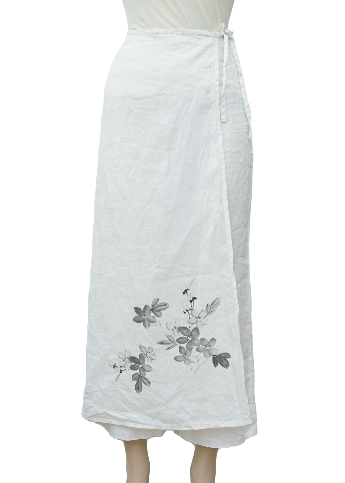 Y2K Vintage Naf Naf White Linen Skirted Trousers • Beachwear • Size 36