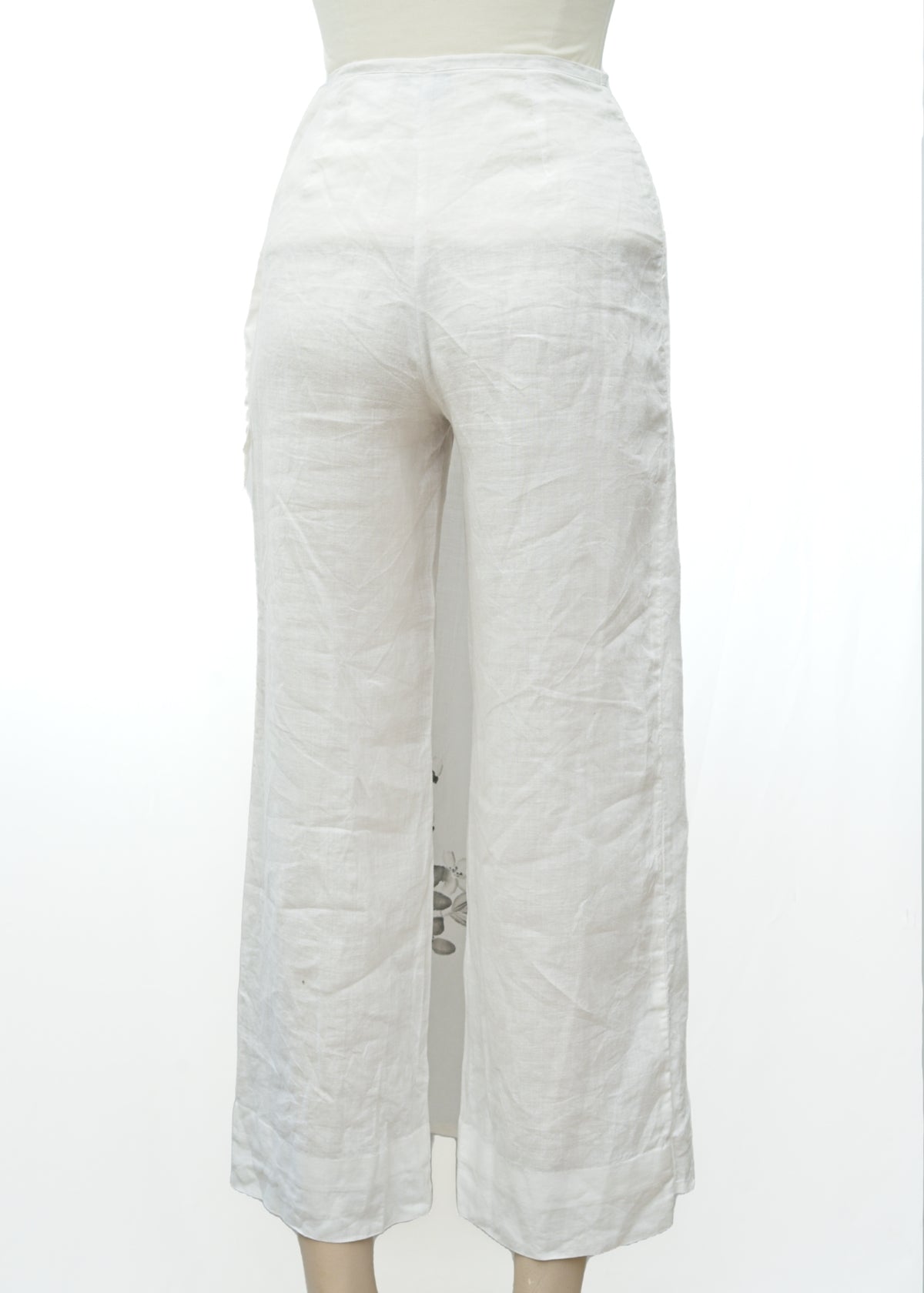 Y2K Vintage Naf Naf White Linen Skirted Trousers • Beachwear • Size 36
