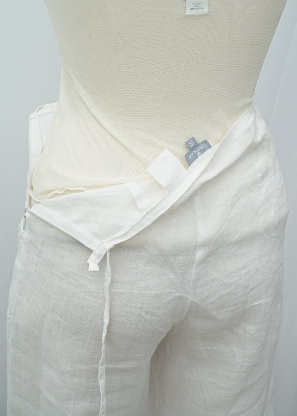 Y2K Vintage Naf Naf White Linen Skirted Trousers • Beachwear • Size 36