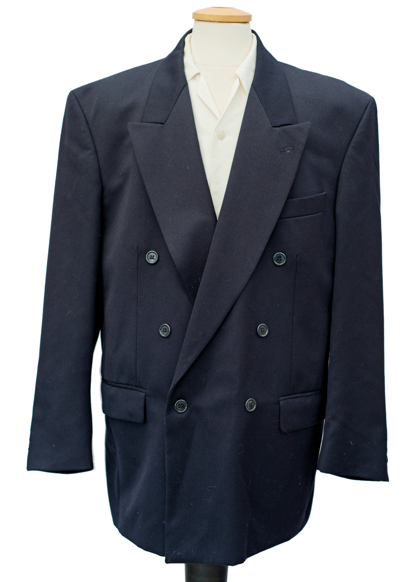 men's vintage 80s classic nay blue double breasted blazer jacket by Burton quality tailors to fit 42 chest regular length