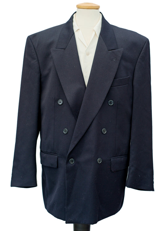 men's vintage 80s classic nay blue double breasted blazer jacket by Burton quality tailors to fit 42 chest regular length