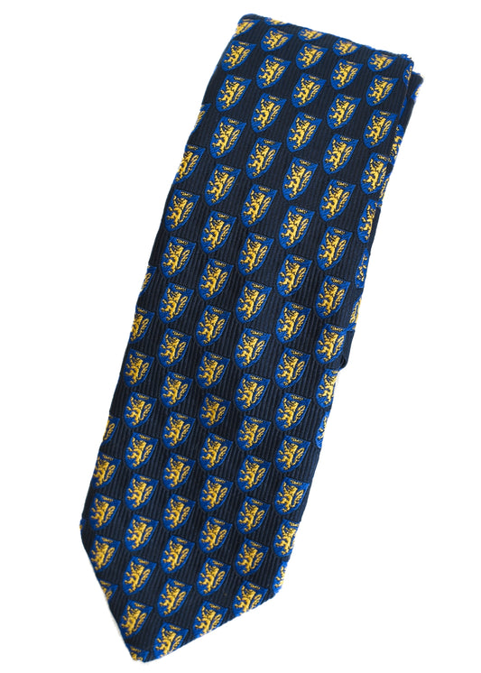Vintage Blue and Gold Lion Heraldry Neck Tie