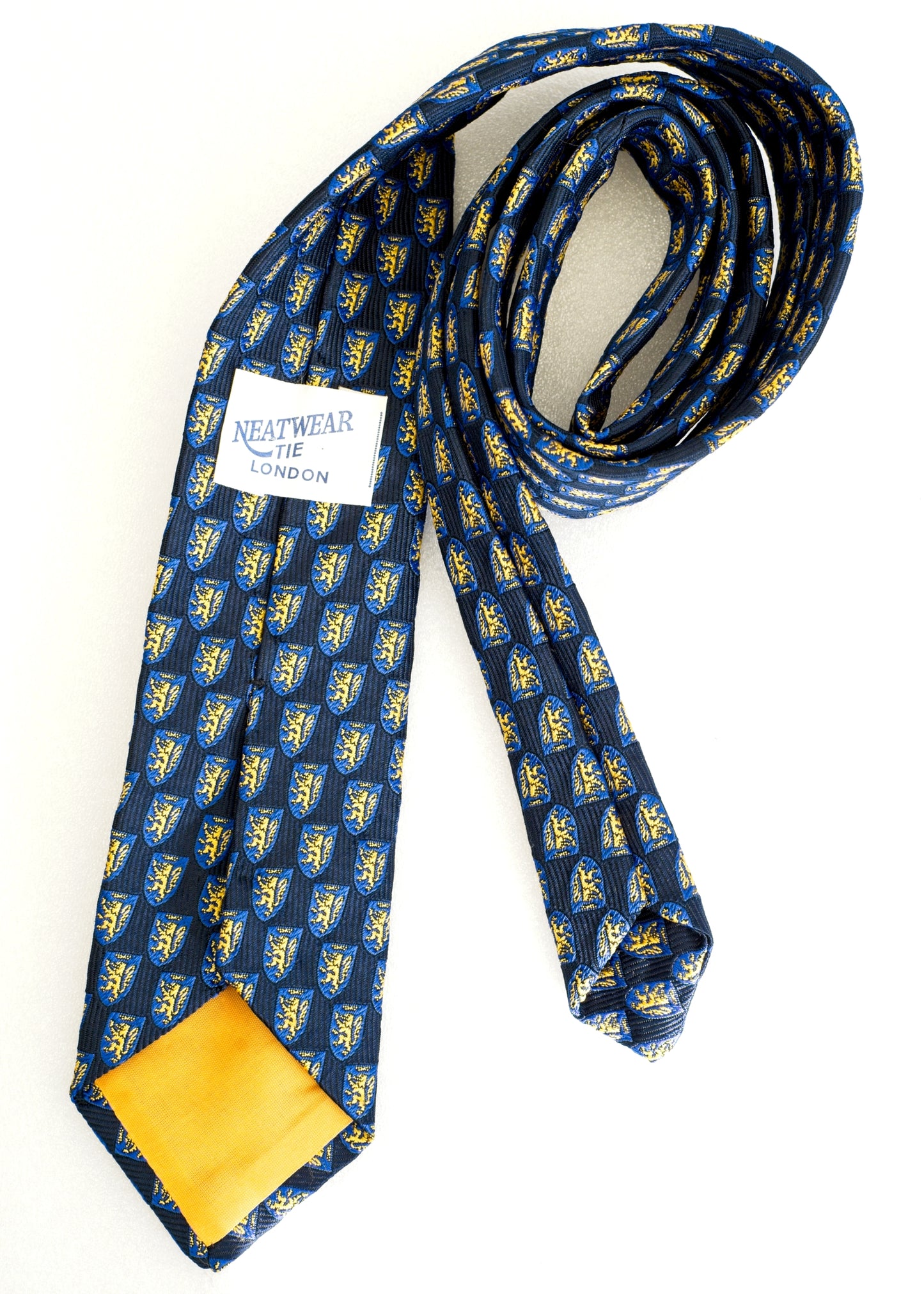 Vintage Blue and Gold Lion Heraldry Neck Tie