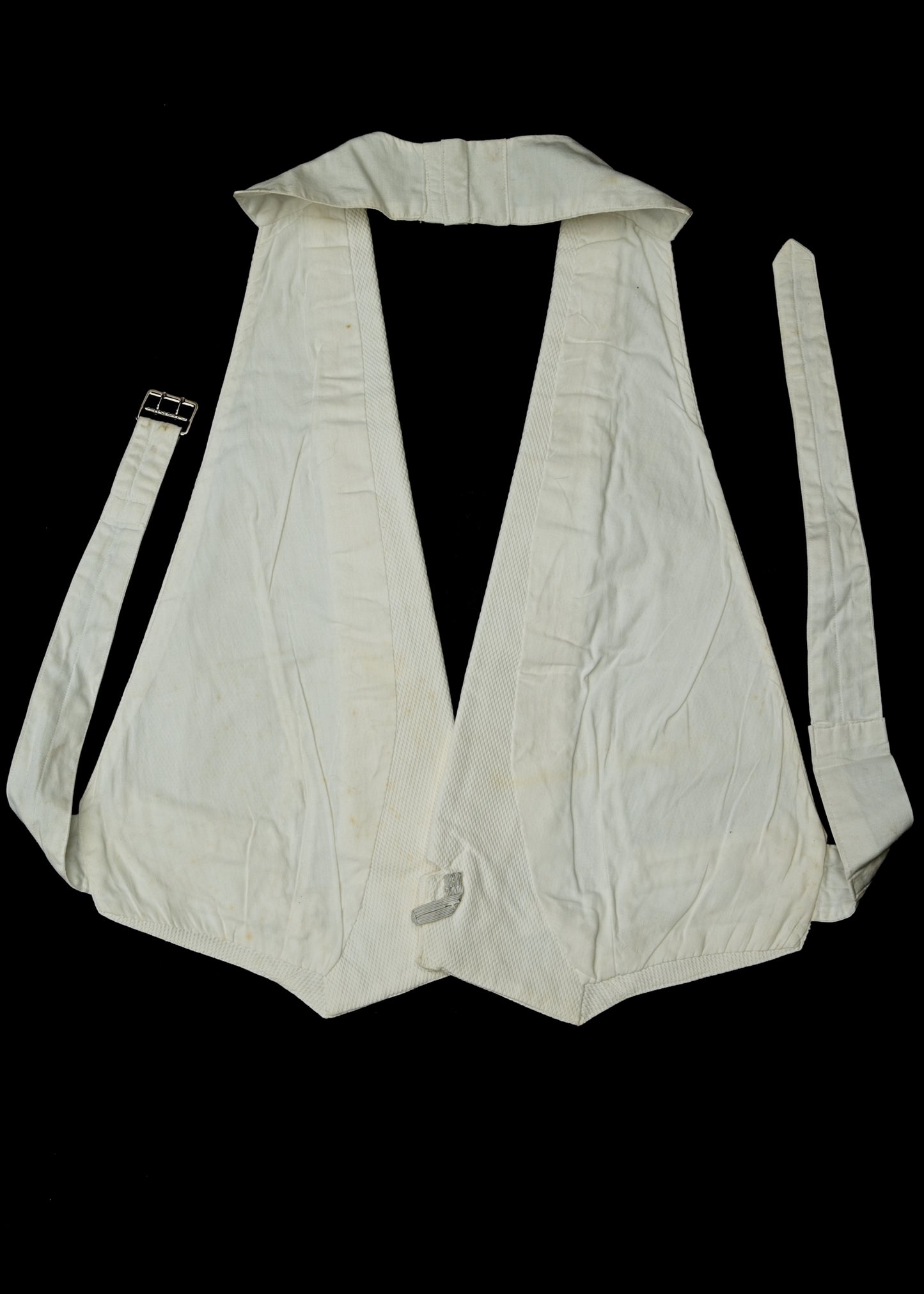 Vintage 1910s Formal White Marcella Belted Waistcoat • 40" Unstarched