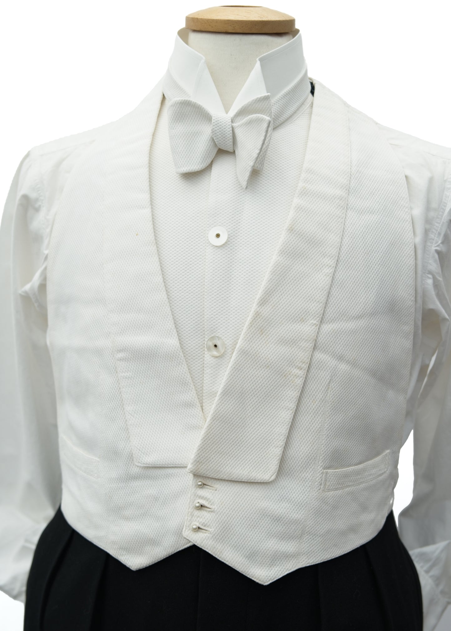 Vintage 1910s Edwardian Formal White Marcella Belted Waistcoat • 40" Unstarched