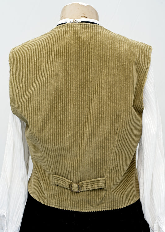 Vintage Olive Green Corduroy Waistcoat • 36 - 38"
