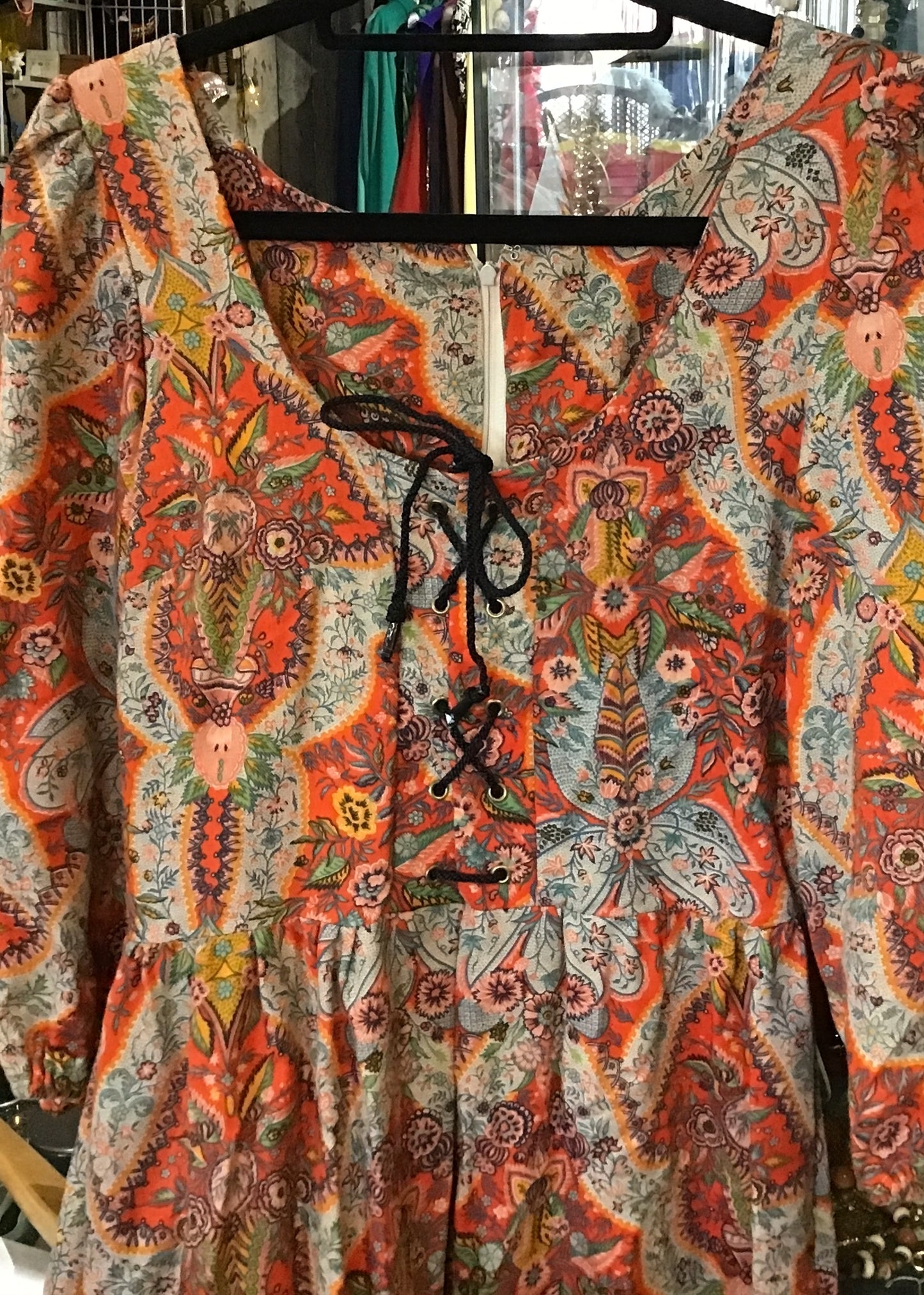 Vintage 60s Orange Psychedelic Samuel Sherman Wool Dress