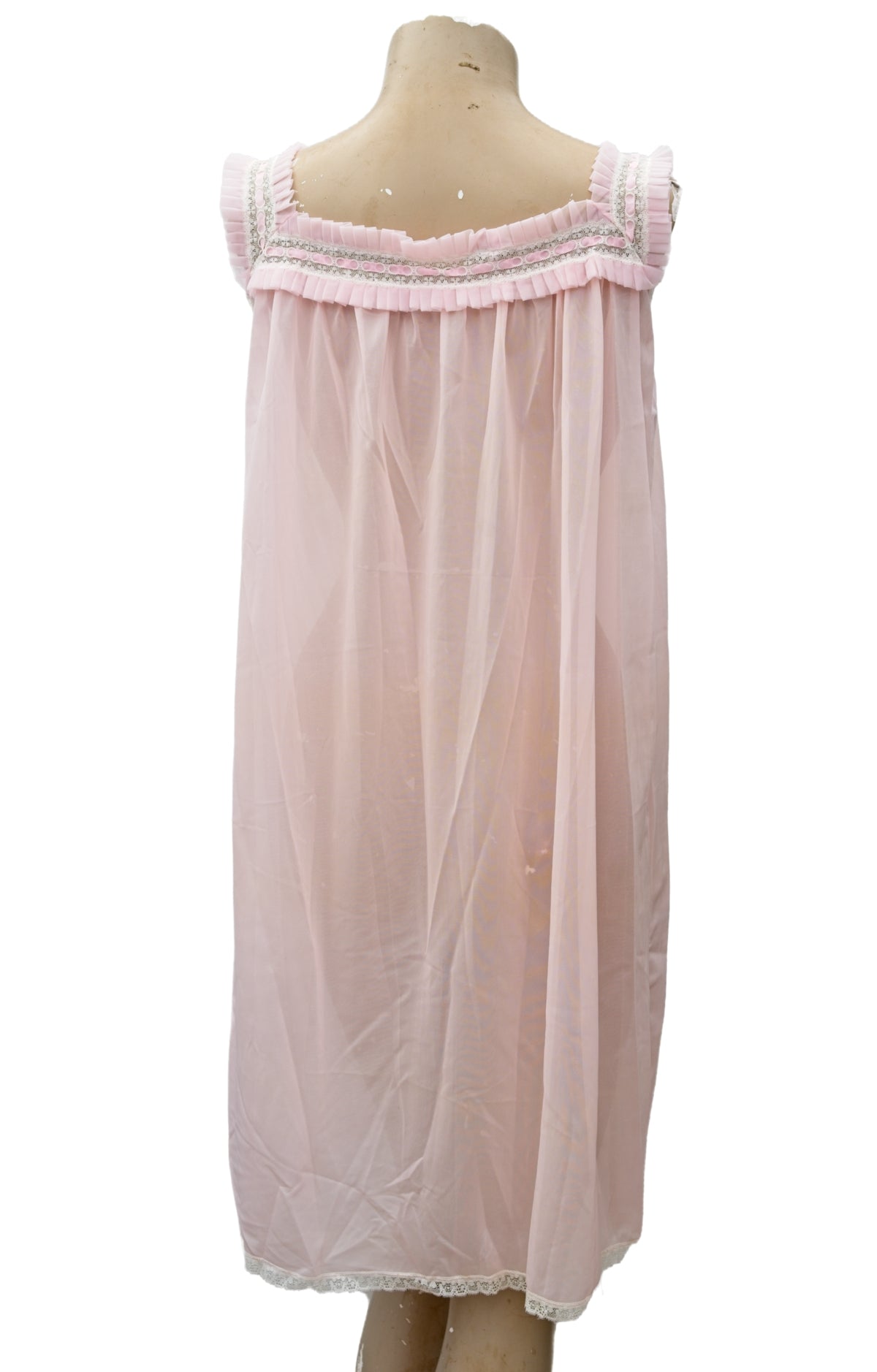 Vintage 60s Pastel Pink Nylon Babydoll Nightie • Deadstock