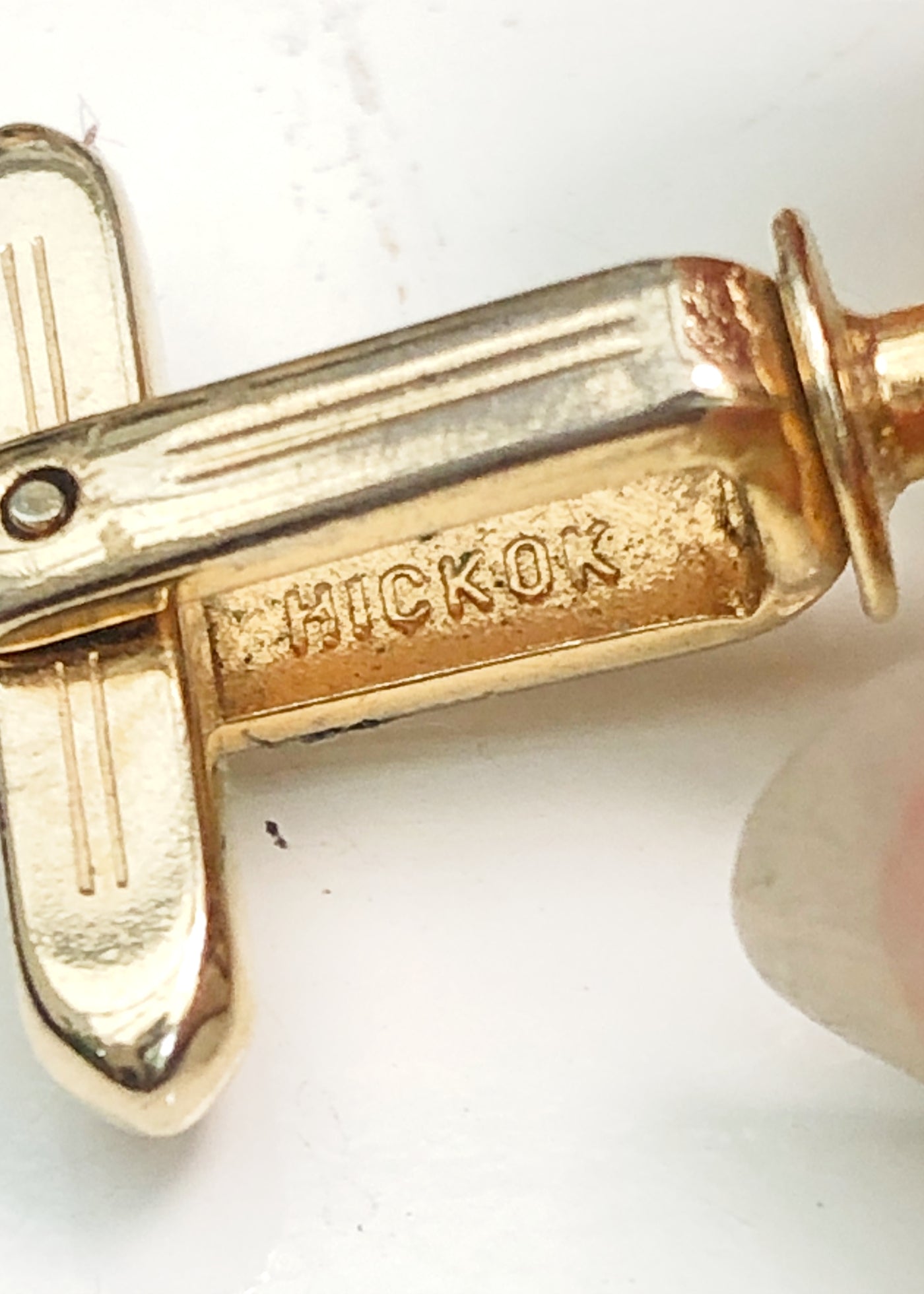 Vintage 50s Hickock Faux Pearl Cufflinks