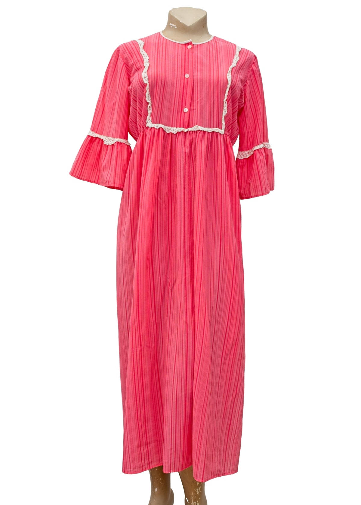 Vintage 70s Pink Brushed Nylon Nightie • Prairie Style