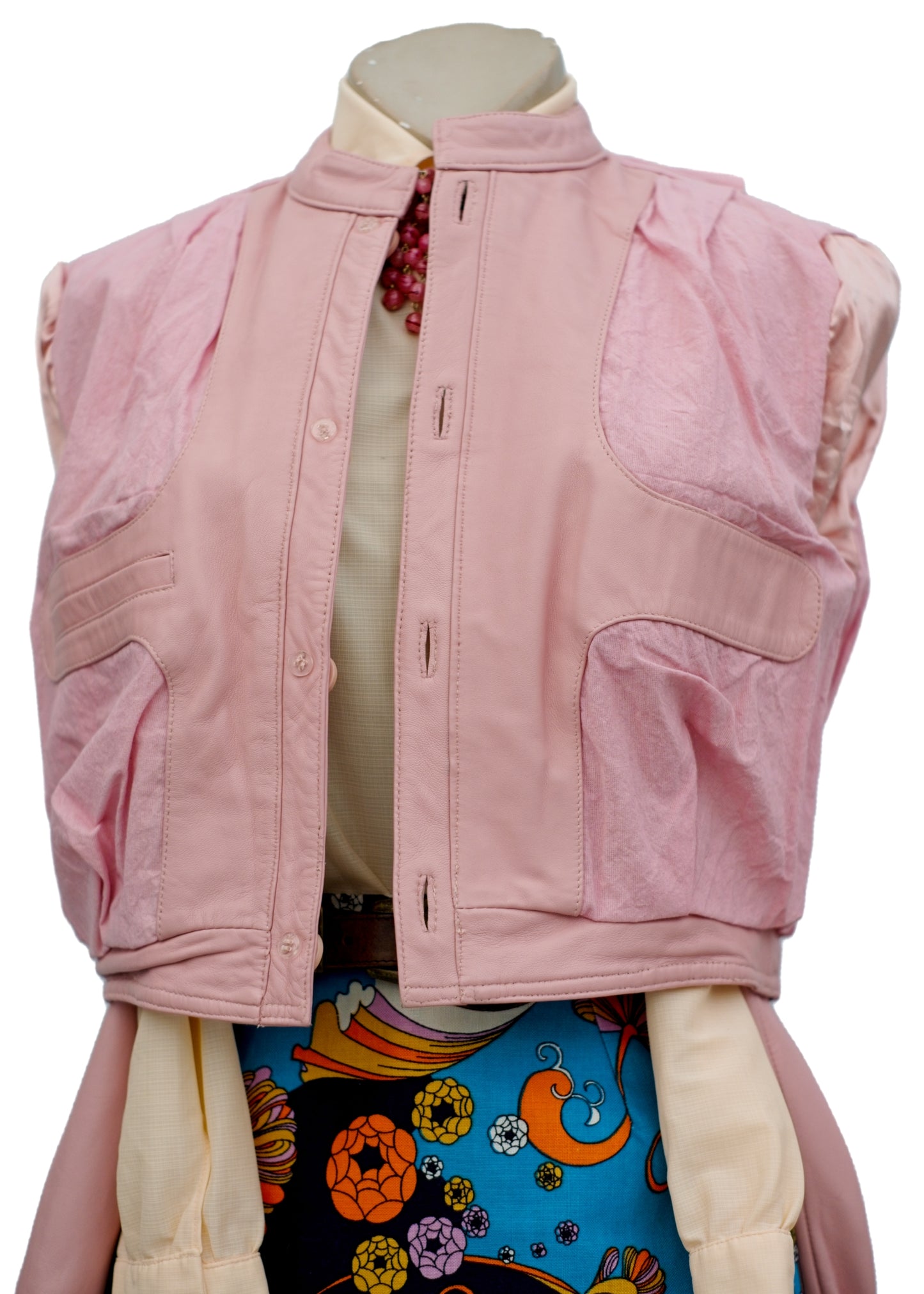 Vintage Pink Leather Cropped Jacket
