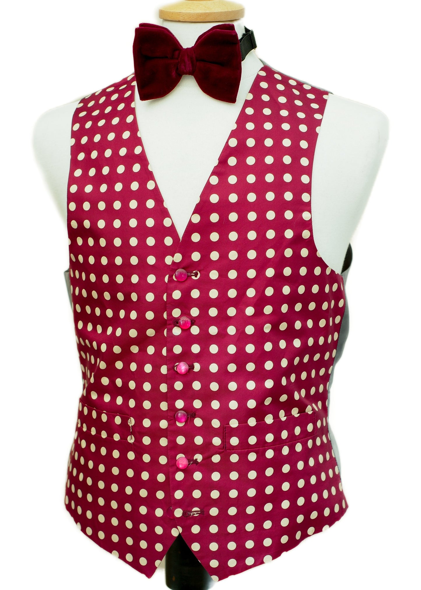 Plum Polka Dot Silk Waistcoat • Lambourne