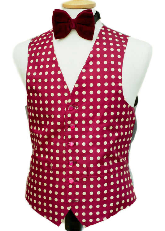 Plum Polka Dot Silk Waistcoat • Lambourne