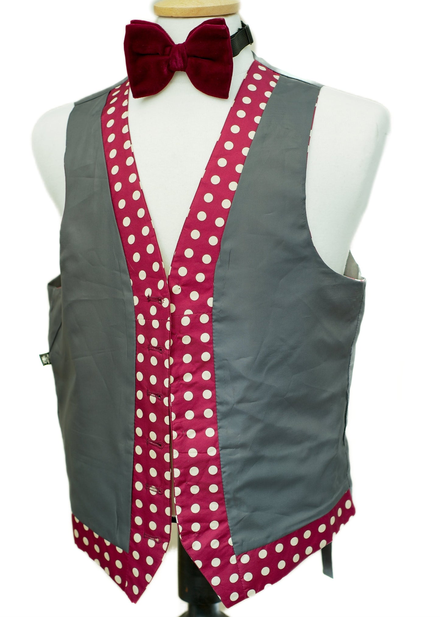 Plum Polka Dot Silk Waistcoat • Lambourne