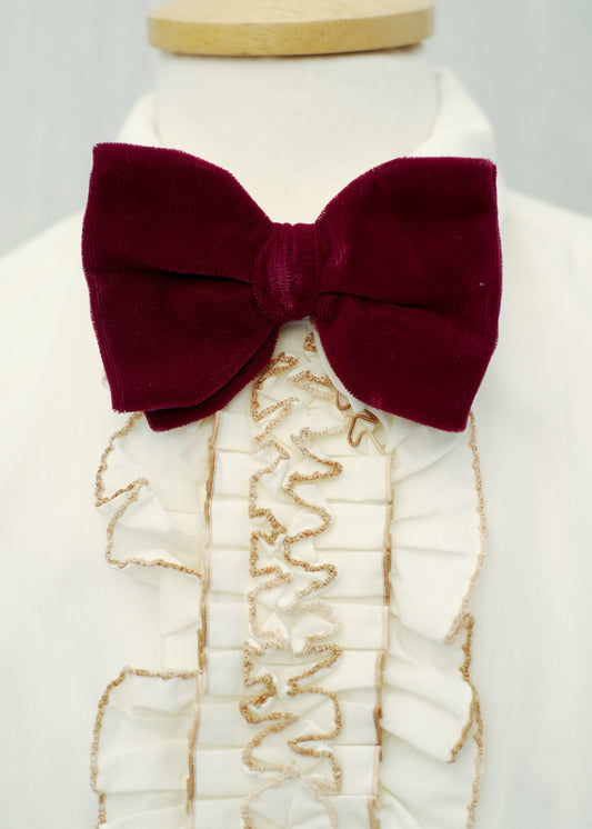 1970s Vintage Plum Velvet Dandy Bow Tie