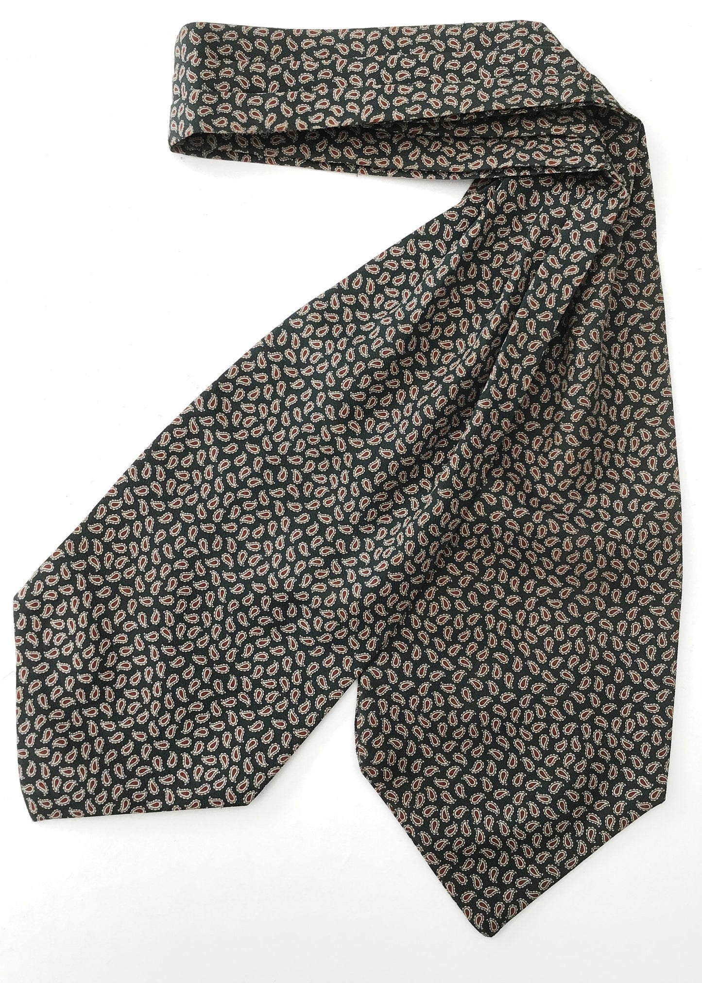 Vintage Dark Green Ditsy Paisley Cravat