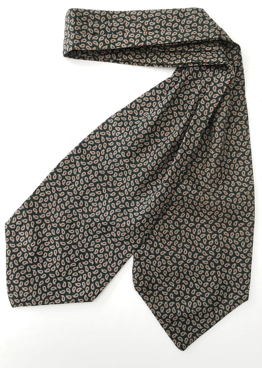 Vintage Dark Green Ditsy Paisley Cravat
