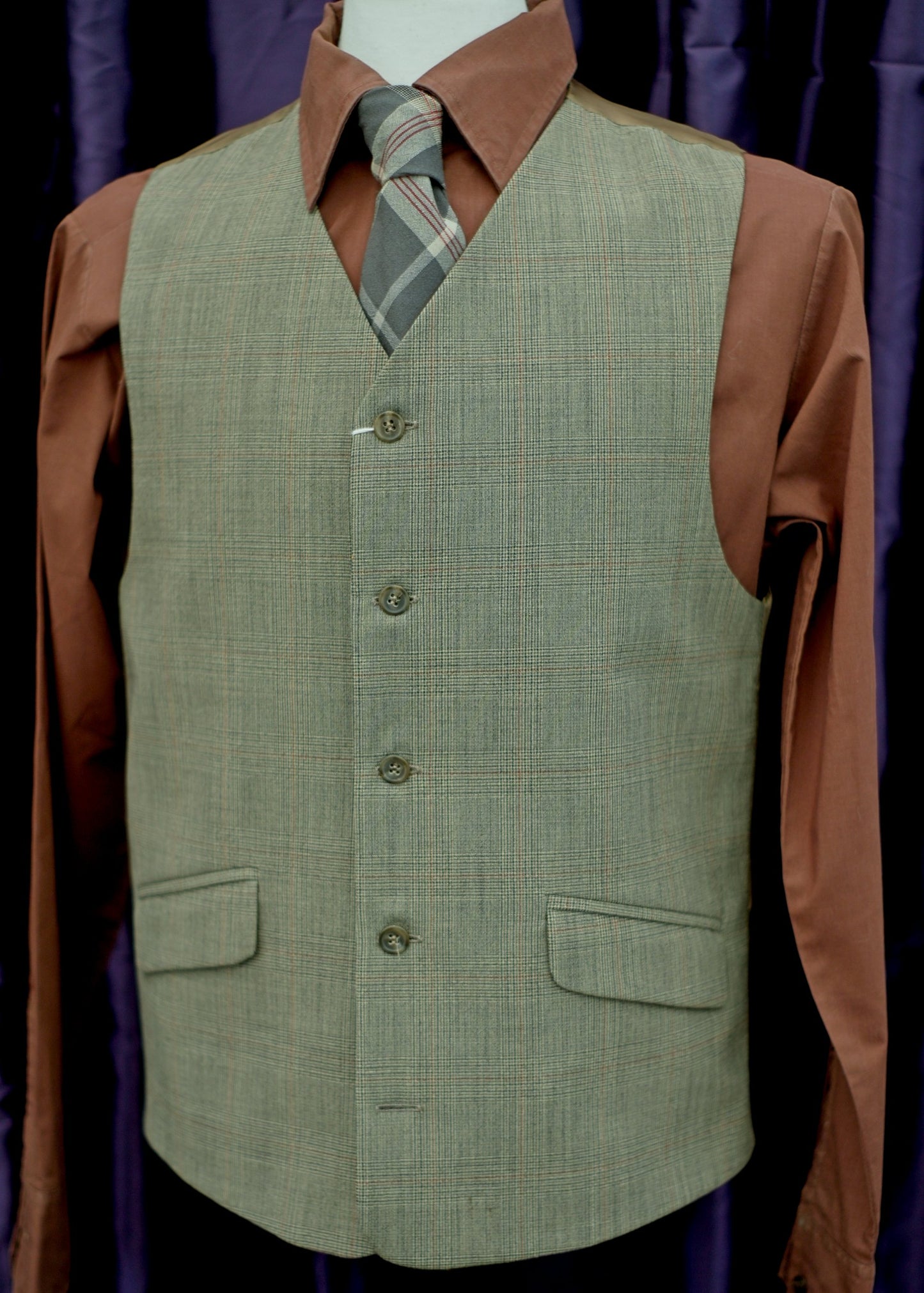 1970s Prince of Wales Check Waistcoat by Principles 38”