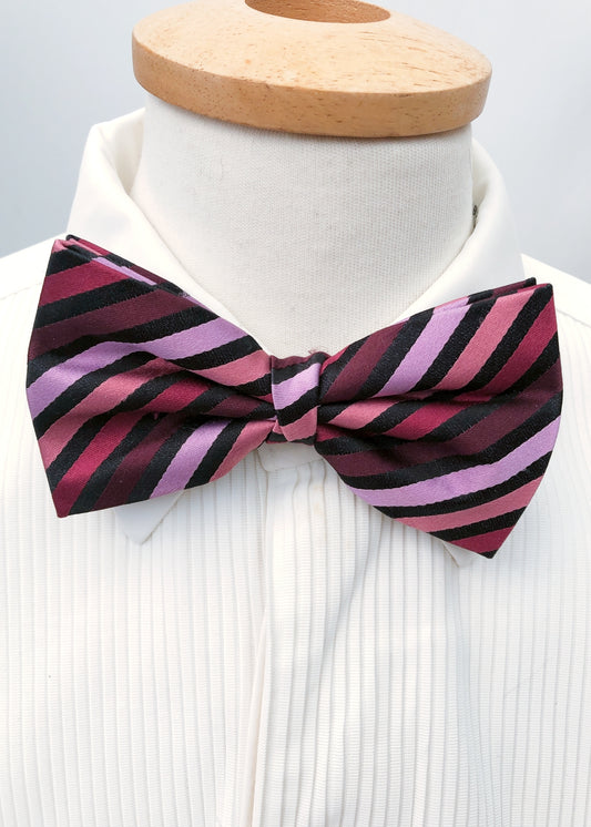 Preloved Purple Striped Pre-Tied Bow Tie