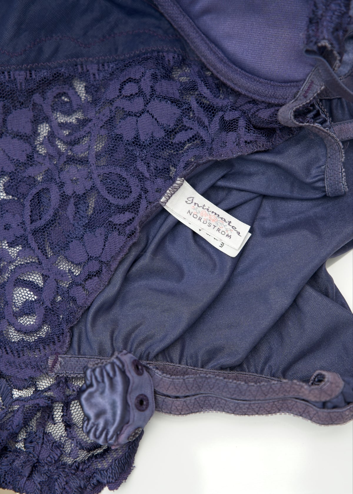 Vintage 90s Purple Lilac Satin Lace Bodysuit • 34" • Nordstrom