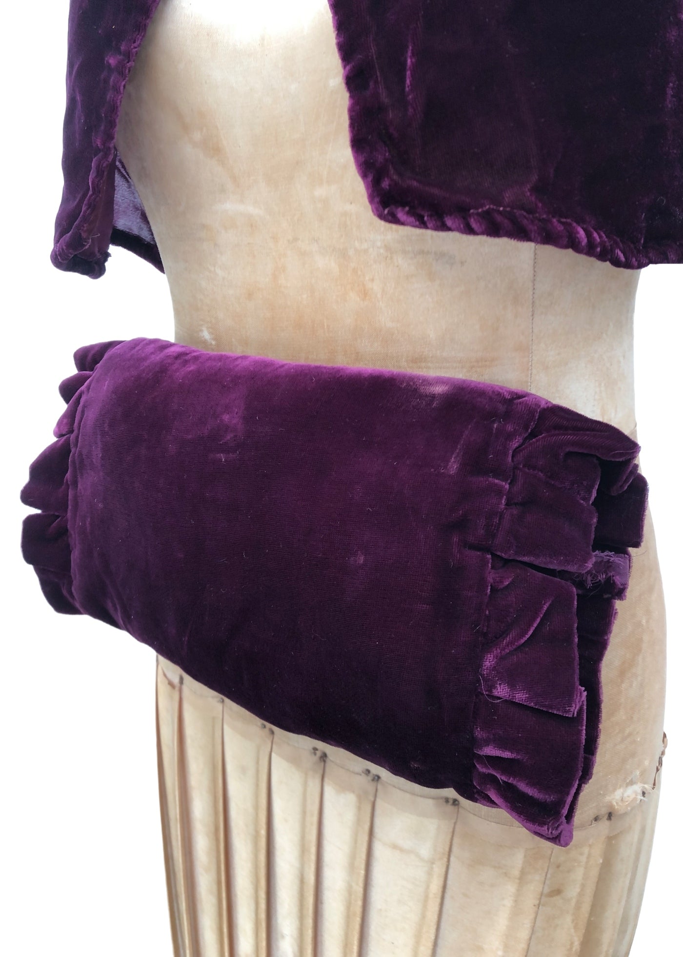 1920s Purple Silk Velvet Cape & Matching Muff Hand Warmer