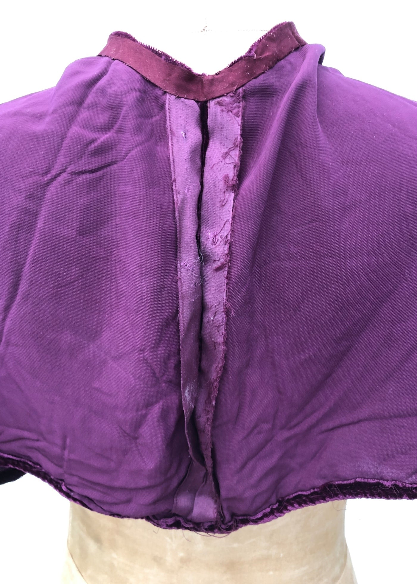 1920s Purple Silk Velvet Cape & Matching Muff Hand Warmer