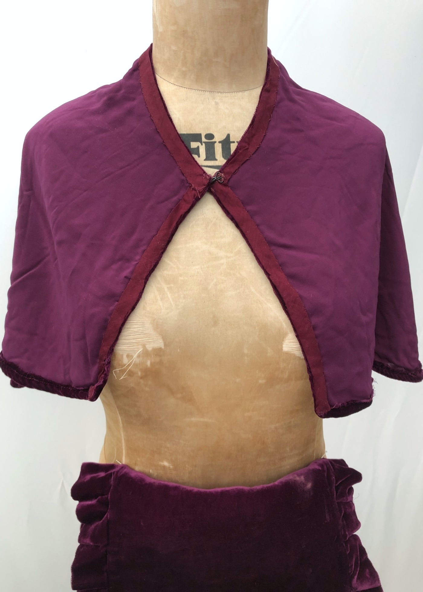 1920s Purple Silk Velvet Cape & Matching Muff Hand Warmer