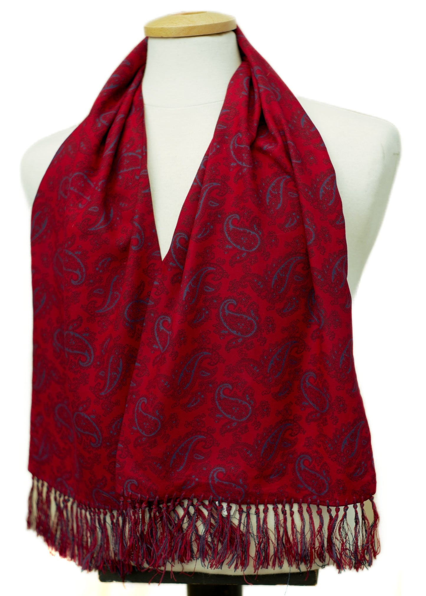 burgundy red and pale blue vintage 60s rayon mod scooter scarf for men