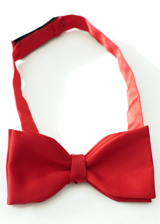 Red Satin Pre-tied Tie Bow Tie