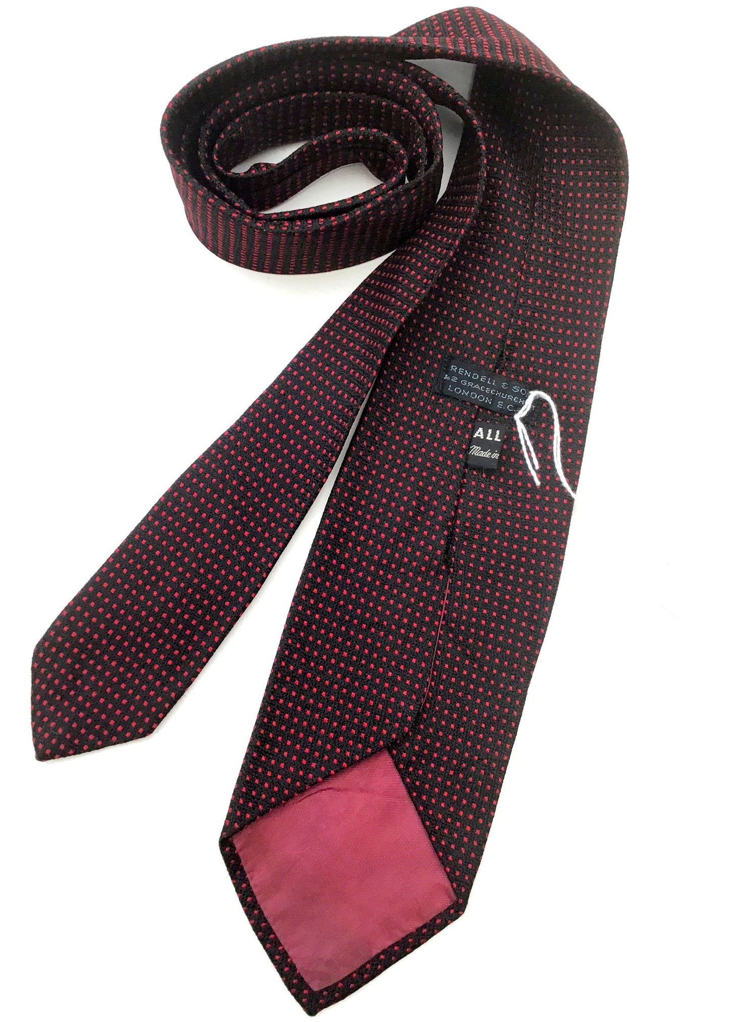 1960s Vintage Blue Red Swiss Dot Silk Neck Tie